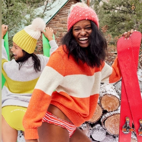 Aerie Oh-Snow-Soft Mock Neck Orange Slouchy Sweater - Picture 1 of 7